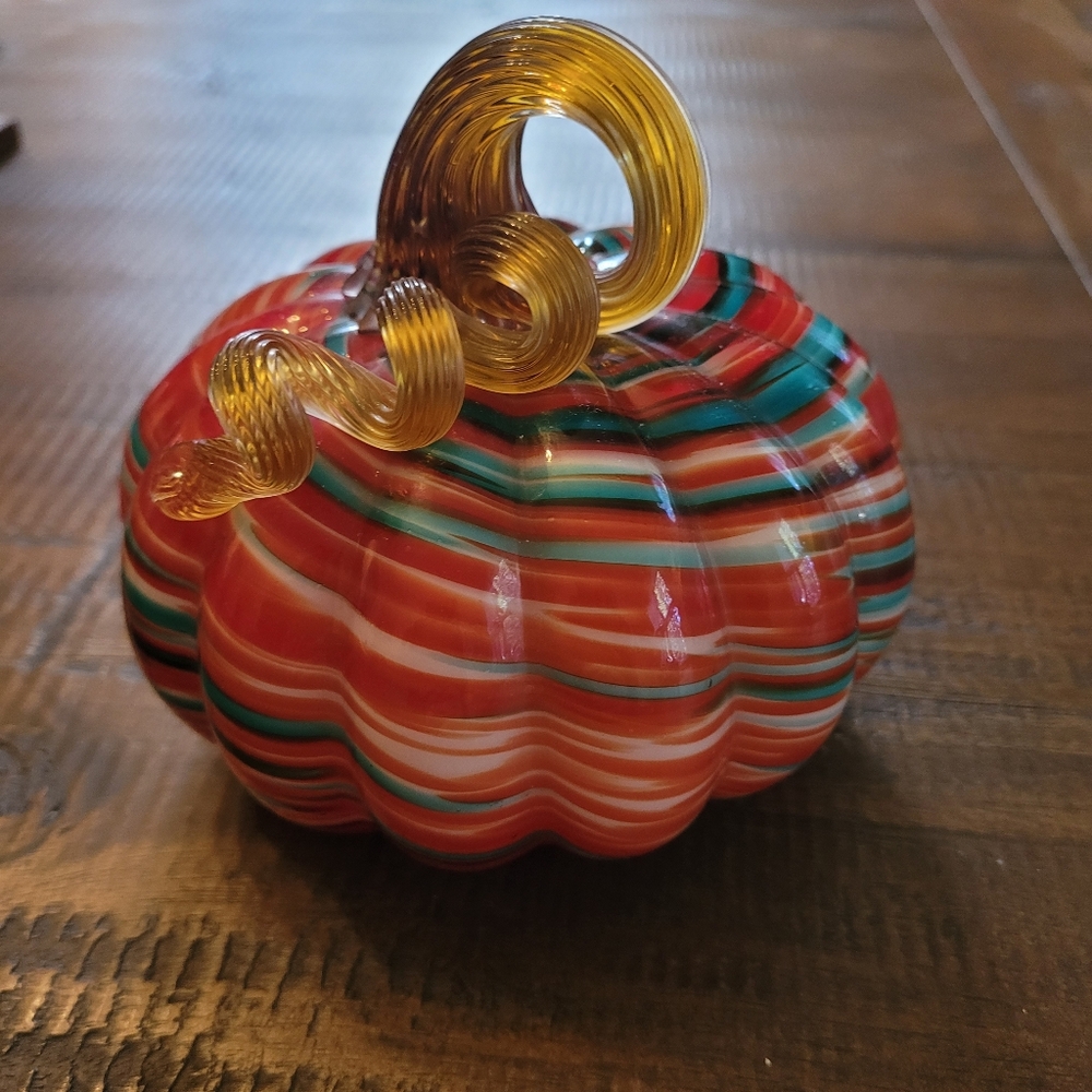 Handcrafted Glass Pumpkin Decor - Multicolor